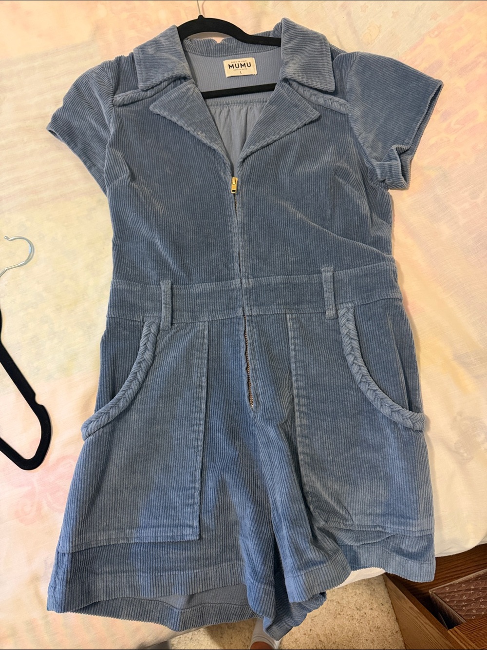 Show Me Your MuMu Dusty Blue Corduroy Short Romper